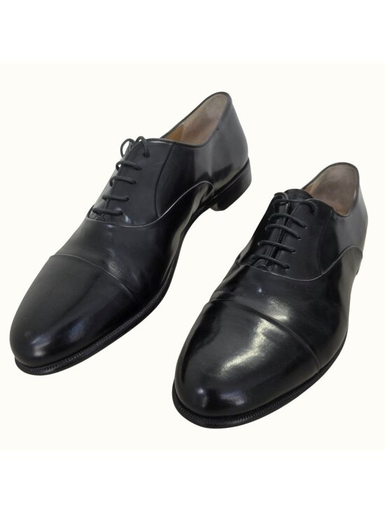Nordstrom Mens Black Leather Oxford Shoes Size 13W Handmade in Italy Y2K main image 15